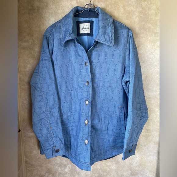 Jach’s Girlfriend Blue Quilted Jacket with Button Closure Oversized Fit Small - Picture 1 of 9